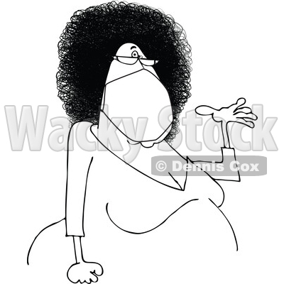 Cartoon Lineart Black Woman Presenting and Wearing a Mask © djart #1713512