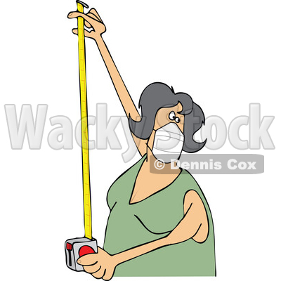 Cartoon Woman Wearing a Mask and Using a Tape Measure © djart #1714241