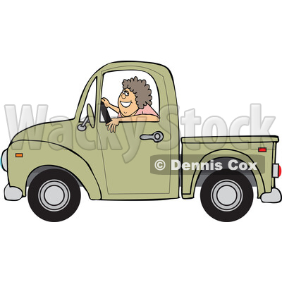 Cartoon Happy Woman Driving a Pickup Truck © djart #1714541