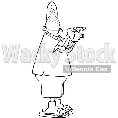 Cartoon Black and White Man Wearing a Mask and Taking Pictures © djart #1714803