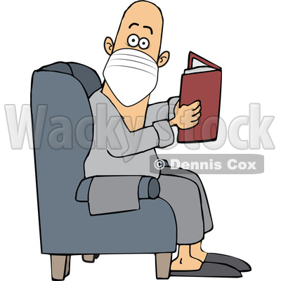 Cartoon Man Reading in a Chair and Wearing a Mask © djart #1715740