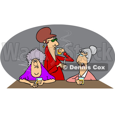 Cartoon Old Women Drinking Whiskey and Smoking © djart #1715742