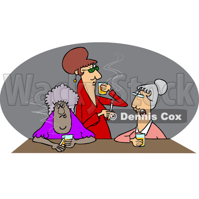 Cartoon Old Ladies Drinking Whiskey and Smoking © djart #1715743