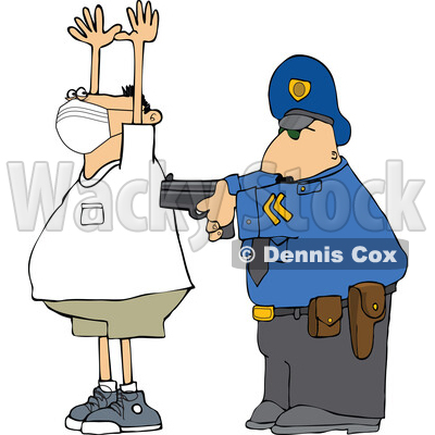 Cartoon Officer Arresting a Man Wearing a Mask © djart #1716276