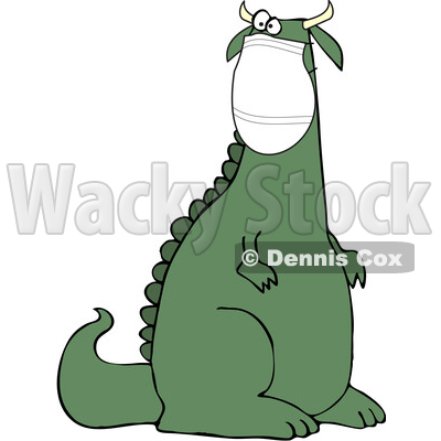 Cartoon Crazy Dinosaur Wearing a Covid Mask © djart #1717104