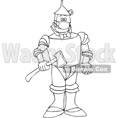 Cartoon Black and White Tin Man Wearing a Mask © djart #1717485