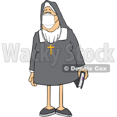 Cartoon Nun Wearing a Face Mask © djart #1717519