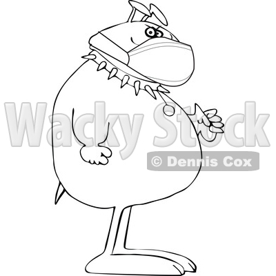 Cartoon Black and White Junk Yard Dog Wearing a Mask and Standing Upright with Fisted Paws © djart #1717598