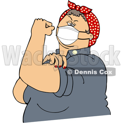 Chubby Rosie the Riveter Flexing and Wearing a Covid Mask © djart #1718387