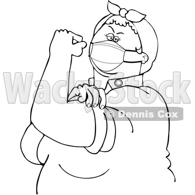 Chubby Rosie the Riveter Flexing and Wearing a Face Mask © djart #1718388