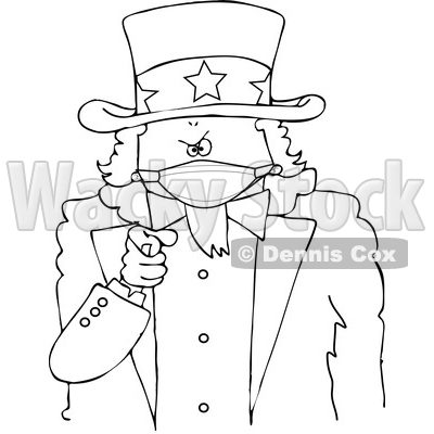 Black and White Uncle Sam Pointing at the Viewer and Wearing a Mask © djart #1719296