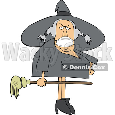 Cartoon Halloween Witch Wearing a Covid Mask © djart #1719471