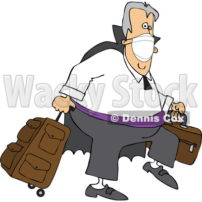 Cartoon Coronavirus Vampire Traveler Wearing a Mask © djart #1719512