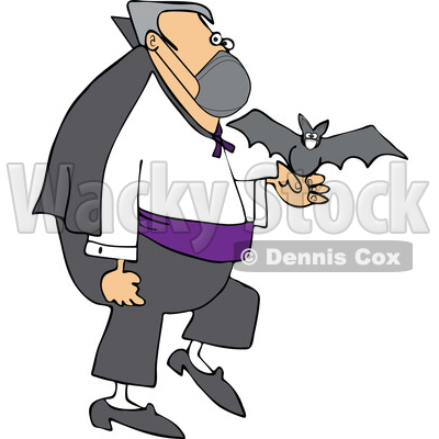 Cartoon Coronavirus Vampire with a Bat and Mask © djart #1719513