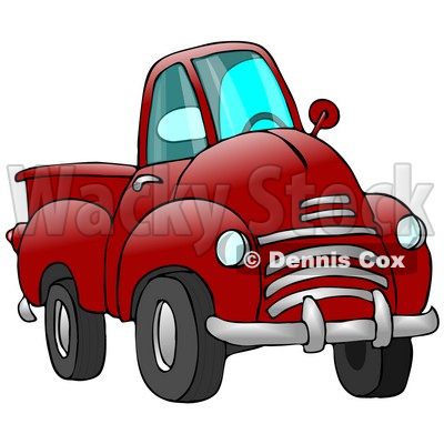 Big Red Pickup Truck Clipart Illustration by Dennis Cox