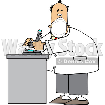 Cartoon Male Scientist Wearing a Mask in a Laboratory © djart #1721232