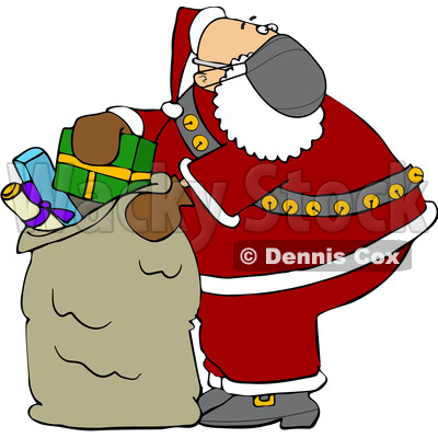 Cartoon Covid Santa Packing His Sack © djart #1722026