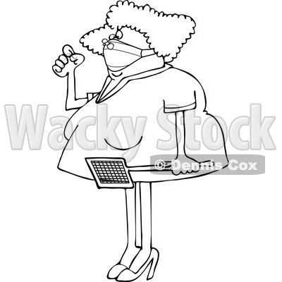 Cartoon Lady Holding a Swatter and Wearing a Mask with a Fly on Her Nose © djart #1722566