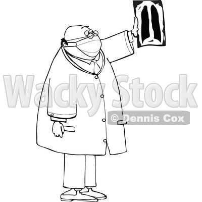 Cartoon Male Doctor or Radiologist Reviewing Xray Imaging © djart #1722569