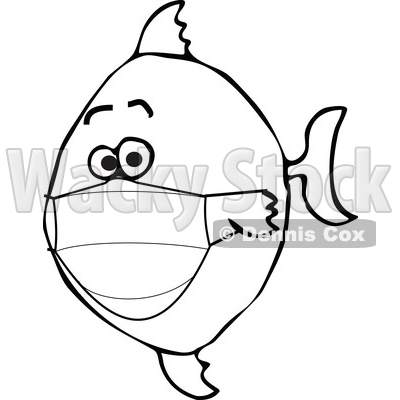 Cartoon Covid Fish Wearing a Mask © djart #1722570