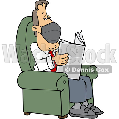 Cartoon Businessman Wearing a Mask and Reading a Newspaper © djart #1724654