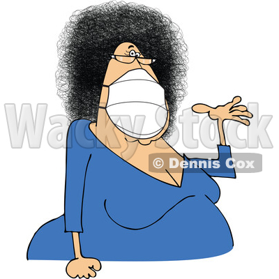Cartoon Woman Wearing a Mask and Presenting © djart #1728625