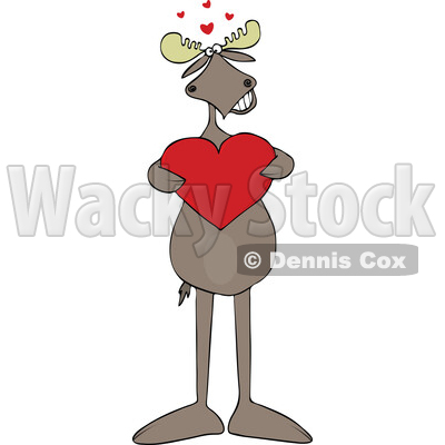 Sweet Valentine Moose Holding a Heart © djart #1736968