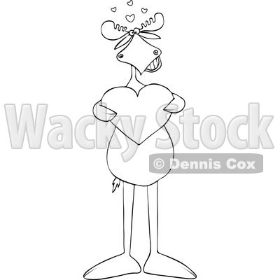Black and White Valentine Moose Holding a Heart © djart #1736969
