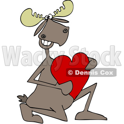 Romantic Moose Kneeling with a Heart © djart #1736970
