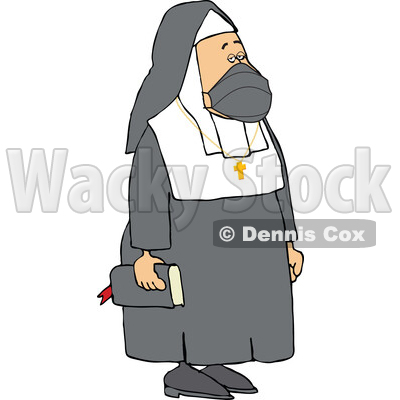 Cartoon Unhappy Nun Wearing a Mask © djart #1738828
