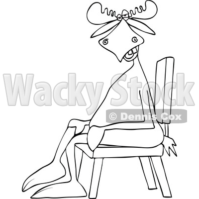 Cartoon Moose Sitting Cross Legged in a Chair © djart #1743808