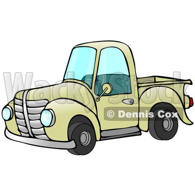 Old Fashioned Yellow Pickup Truck Clipart Illustration by Dennis Cox