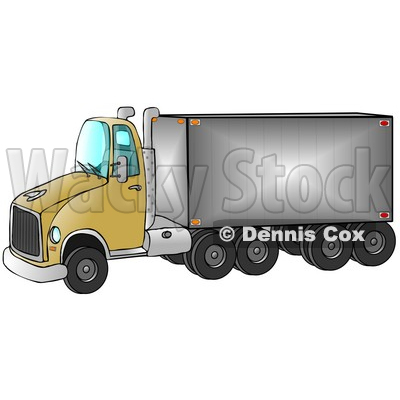 Clipart Ilustration of a Yellow Big Rig Truck Pulling A Shiny Cargo Trailer © djart #17557