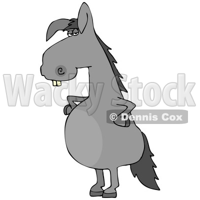 Clipart Illustration of a Funny Looking Buck Toothed Gray Donkey Standing On His Hind Legs With His Hands On His Hips © djart #17564