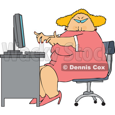 Cartoon Chubby Female Secretary Typing at a Desk © djart #1757857