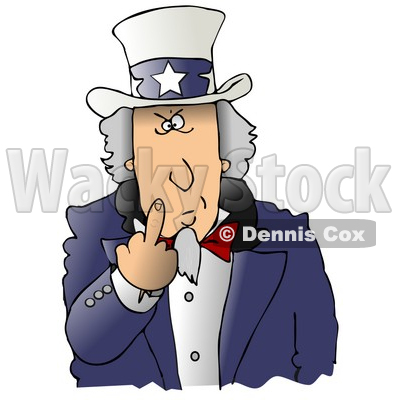 Angry Uncle Sam Flipping Off the Viewer Clipart Illustration © djart #17609