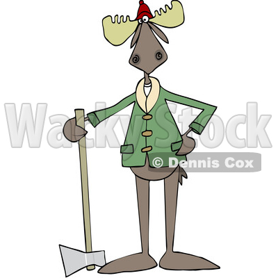 Cartoon Lumberjack Moose with an Axe © djart #1763955