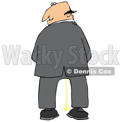 Caucasian Business Man Urinating And Looking Back Over His Shoulder Clipart 
