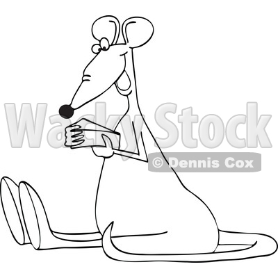 Cartoon Happy Rat Sitting and Eating Cheese © djart #1783022
