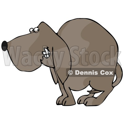 Clipart Illustration of a Frightened Brown Dog Quivering With His Tail Tucked Between His Legs © djart #18950