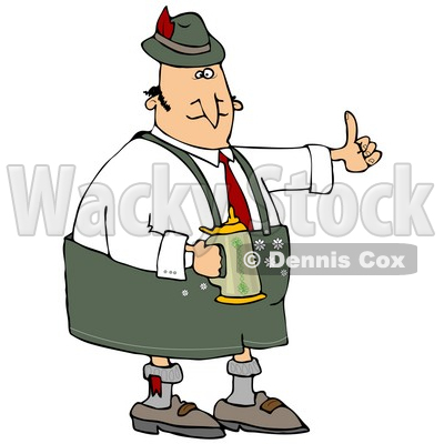 Clipart Illustration of an Oktoberfest Man Giving The Thumbs Up And Drinking Beer From A Stein At A Party © djart #20323