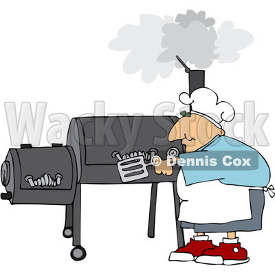 Royalty-Free (RF) Clipart Illustration of a Caucasian Man Cooking On A BBQ Smoker © djart #209890