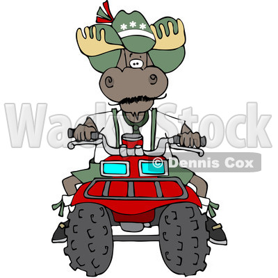 Royalty-Free (RF) Clipart Illustration of a Bull Moose Operating A Recreational ATV Four Wheeler © djart #213015