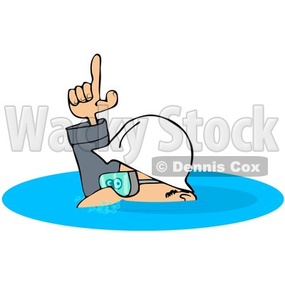 Royalty-Free (RF) Clipart Illustration of a Caucasian Worker Man In A Deep Puddle Of Water © djart #217238
