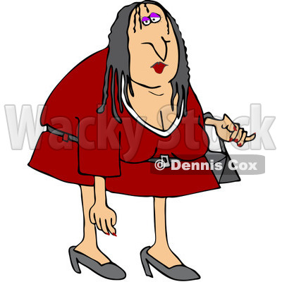 Royalty-Free (RF) Clipart Illustration of a Scraggly Woman In A Red Dress © djart #217253
