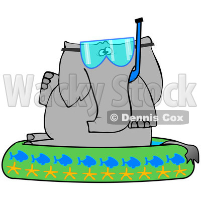 Royalty-Free (RF) Clipart Illustration of an Elephant Wearing A Snorkel Mask And Sitting In A Kiddie Pool © djart #223738