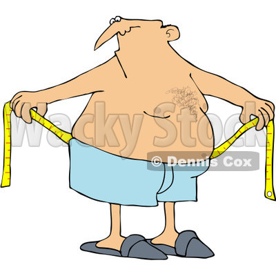 Royalty-Free (RF) Clipart Illustration of a Chubby Man Measuring Around His Waist © djart #226103