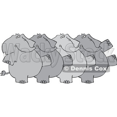 Royalty-Free (RF) Clipart Illustration of a Chorus Line Of Elephants Dancing © djart #229147
