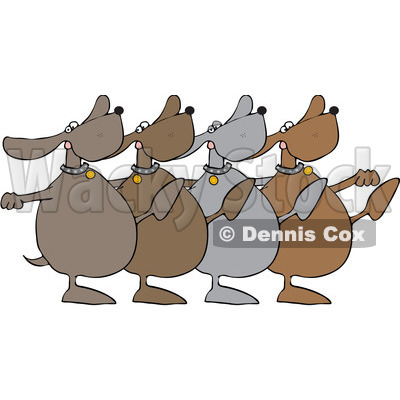 Royalty-Free (RF) Clipart Illustration of a Chorus Line Of Dancing Dogs © djart #229157