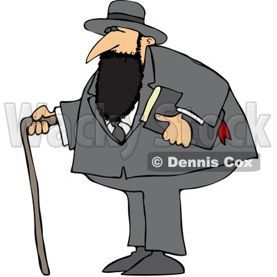 Royalty-Free (RF) Clipart Illustration of a Jewish Man With A Cane And Bible © djart #231469